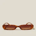 Rubi - Abby Rectangle Sunglasses - Sepia tort