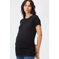 Cotton On Women - Maternity Wrap Front Short Sleeve Top - Black