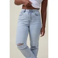 Cotton On Women - Curvy Stretch Straight Jean - Palm blue rip