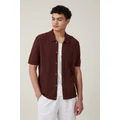 Cotton On Men - Pablo Short Sleeve Shirt - Brown ladder