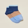 Cotton On Kids - Single Pack Mid Crew Sock - Petty blue/taupy brown splice