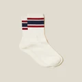Cotton On Men - Essential Sock - Vintage white/crimson/navy triple stripe
