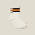 Cotton On Men - Essential Sock - Vintage white/navy/gold triple stripe