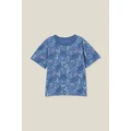 Cotton On Kids - Jonny Short Sleeve Print Tee - Petty blue/dino yardage
