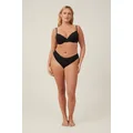 Body - Organic Cotton Lace Cheeky Brief - Black pointelle