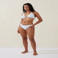 Body - High Side Brazilian Seam Bikini Bottom - Blue sky stripe crinkle