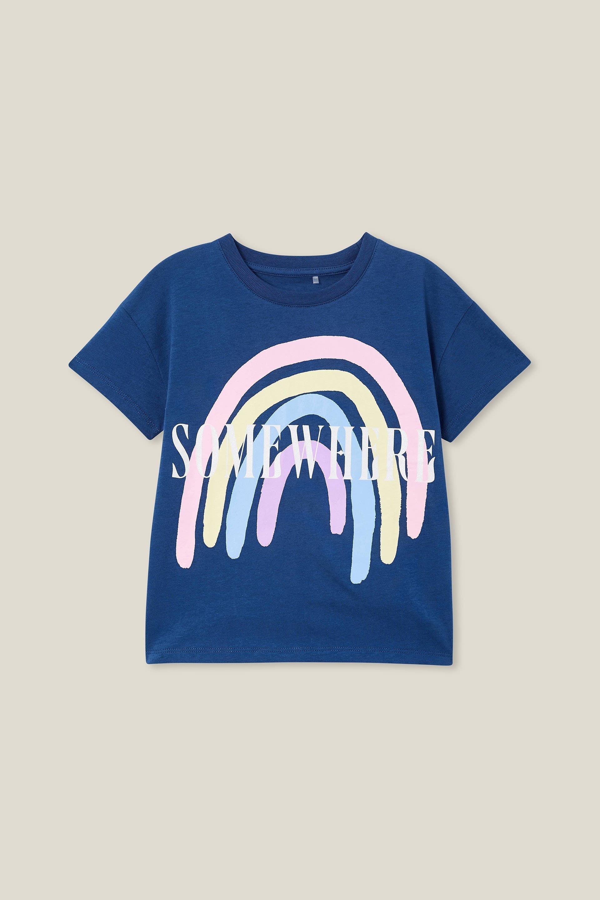 Cotton On Kids - Poppy Short Sleeve Print Tee - Petty blue/somewhere rainbow
