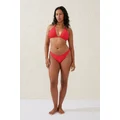 Body - High Side Brazilian Seam Bikini Bottom - Lobster red crinkle