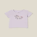 Cotton On Kids - Jamie Short Sleeve Tee - Vintage lilac/skating unicorn