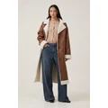 Cotton On Women - Maddie Sherpa Longline Coat - Chocolate brown