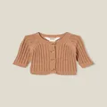 Cotton On Kids - Organic Rib Knit Cardigan - Taupy brown