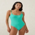 Body - Thin Strap Low Scoop One Piece Cheeky - Fresh green crinkle