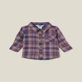 Cotton On Kids - Baby Rugged Shirt - Crushed berry/taupy brown/navy waffle plaid