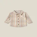 Cotton On Kids - Baby Rugged Shirt - Rainy day/taupy brown/vanilla waffle plaid