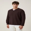 Cotton On Men - Jimmy Long Sleeve Polo - Brown