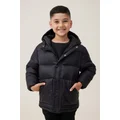 Cotton On Kids - Hunter Hooded Puffer Jacket - Black