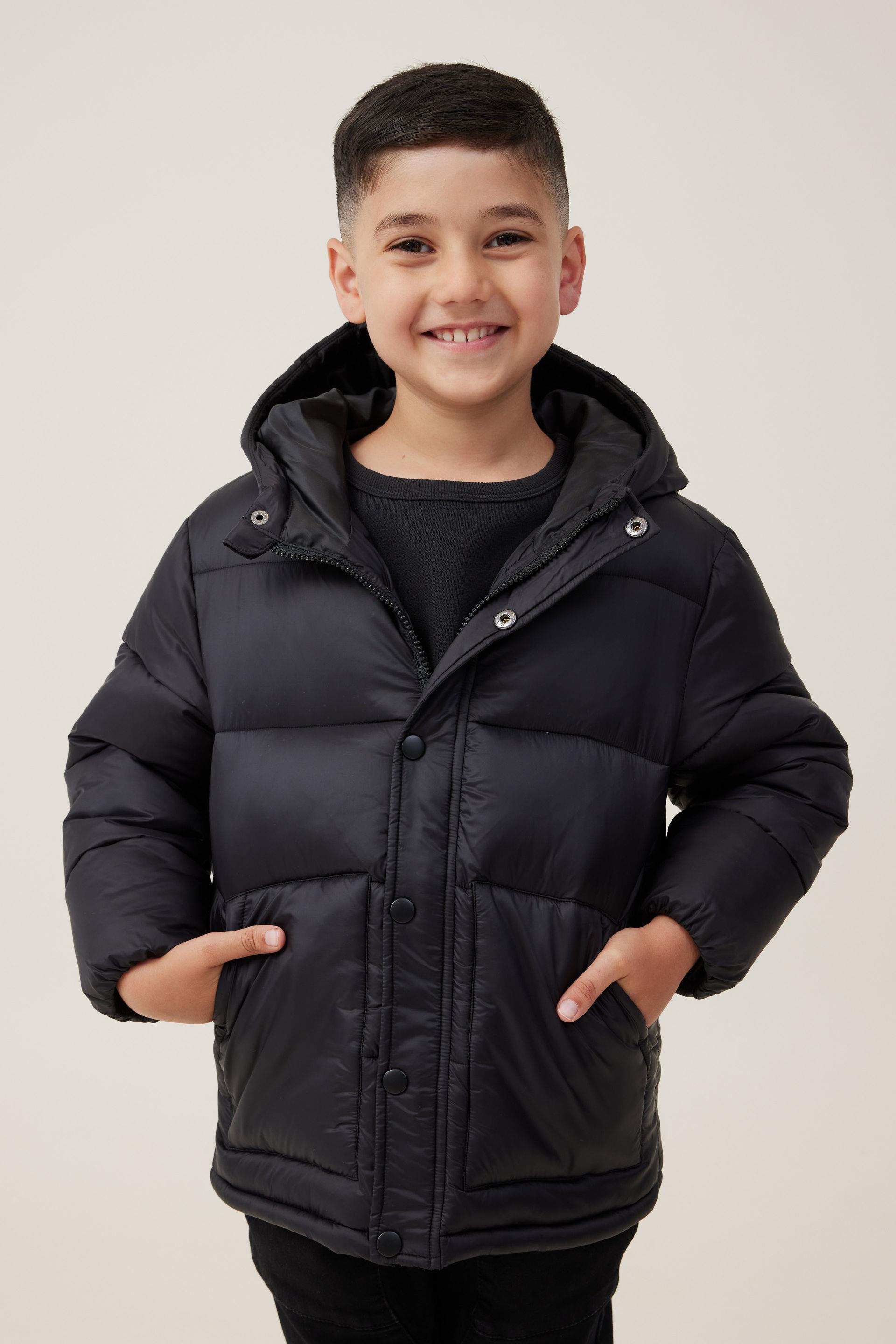 Cotton On Kids - Hunter Hooded Puffer Jacket - Black