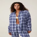 Body - Flannel Boyfriend Long Sleeve Shirt Personalised - Navy/blue check