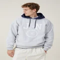 Cotton On Men - Box Fit College Crew Sweater - Grey marle / jpn wax crest