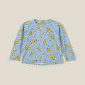 Cotton On Kids - Flynn Long Sleeve Raglan Rash Vest - Dusk blue/bananas