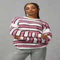 Factorie - Chloe Oversized Stripe Knit Jumper - White multi stripe