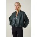 Cotton On Women - Aries Faux Leather Bomber Jacket - Deep green