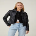 Cotton On Women - Minimalist Faux Leather Jacket - Black