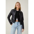 Cotton On Women - Minimalist Faux Leather Jacket - Black