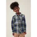 Cotton On Kids - Rugged Long Sleeve Shirt - Navy/swag green plaid