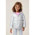 Cotton On Kids - Hunter Hooded Puffer Jacket - Silver