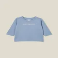 Cotton On Kids - Jamie Long Sleeve Tee - Dusty blue/first word mama