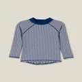 Cotton On Kids - Flynn Long Sleeve Raglan Rash Vest - In the navy/texture stripe