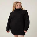 Cotton On Women - Lux Roll Neck Knit Mini Dress - Black