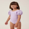 Cotton On Kids - Puff Sleeve One Piece - Lilac drop/sparkle