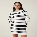 Cotton On Women - Stripe Knit Mini Dress - Bold stripe gardenia