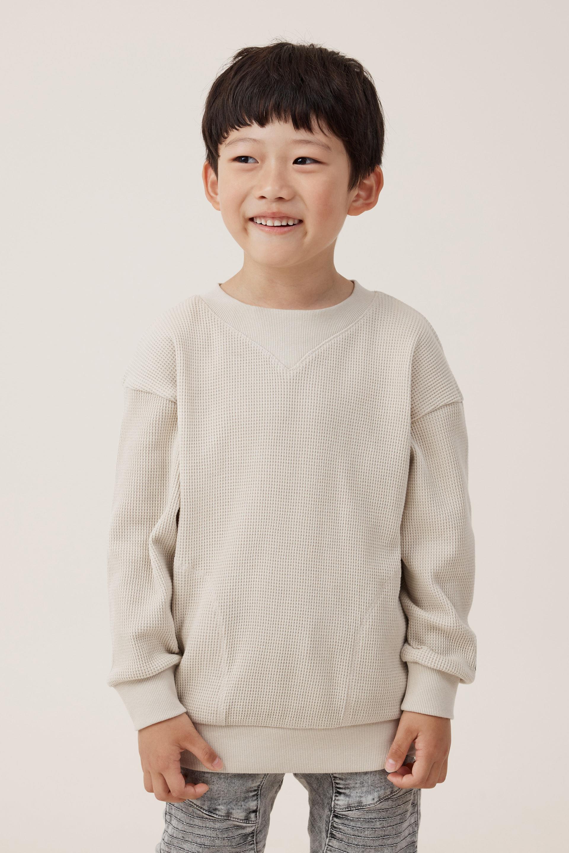 Cotton On Kids - Long Sleeve Waffle Pullover - Rainy day