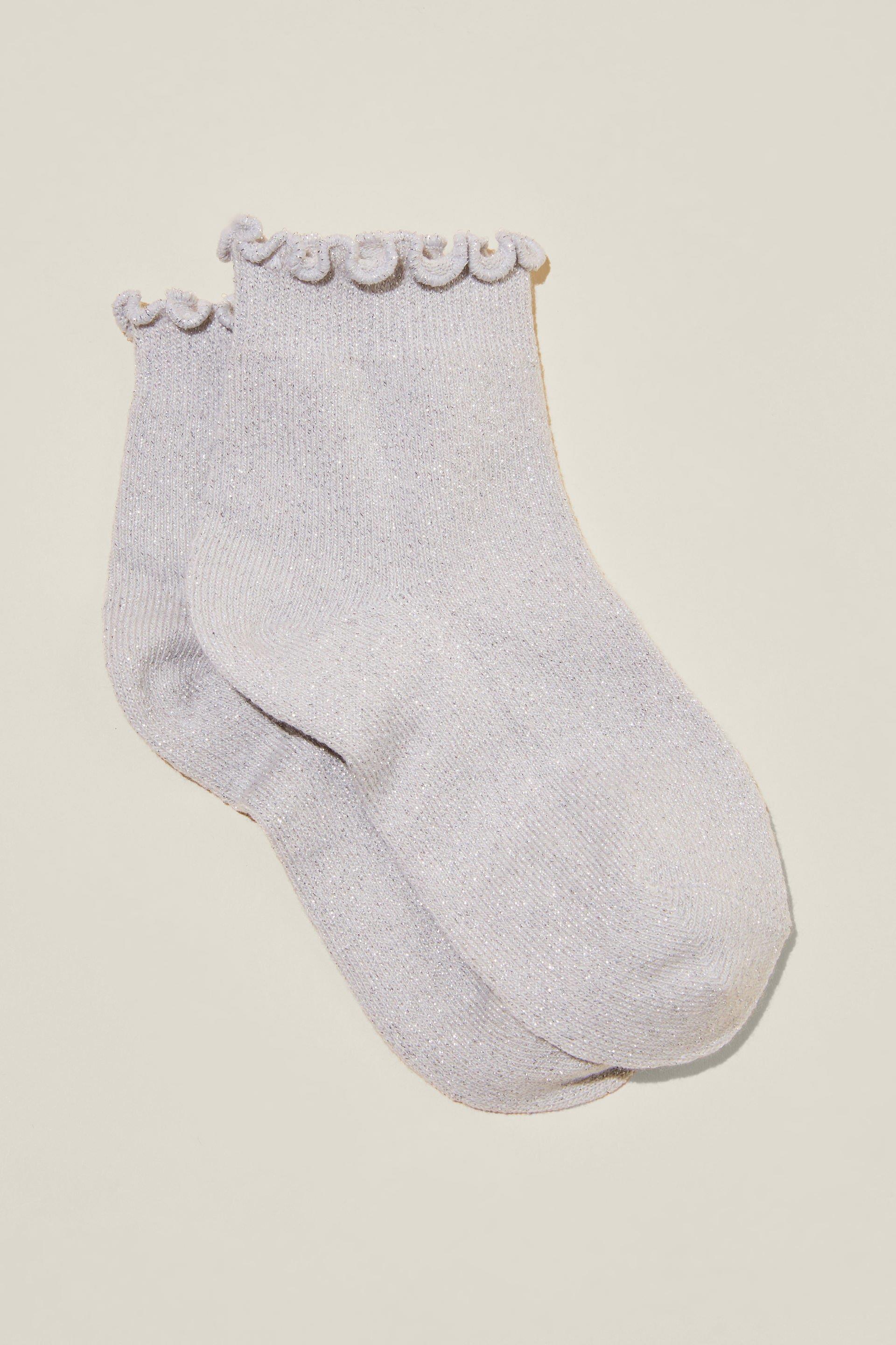 Cotton On Kids - Single Pack Mid Crew Sock - Silver shimmer