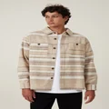 Cotton On Men - Heavy Overshirt - Tan blanket stripe