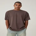 Cotton On Men - Box Fit Plain T-Shirt - Washed chocolate