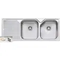 Oliveri Nu-Petite Double Right Hand Bowl Inset Sink With Drainer NP672