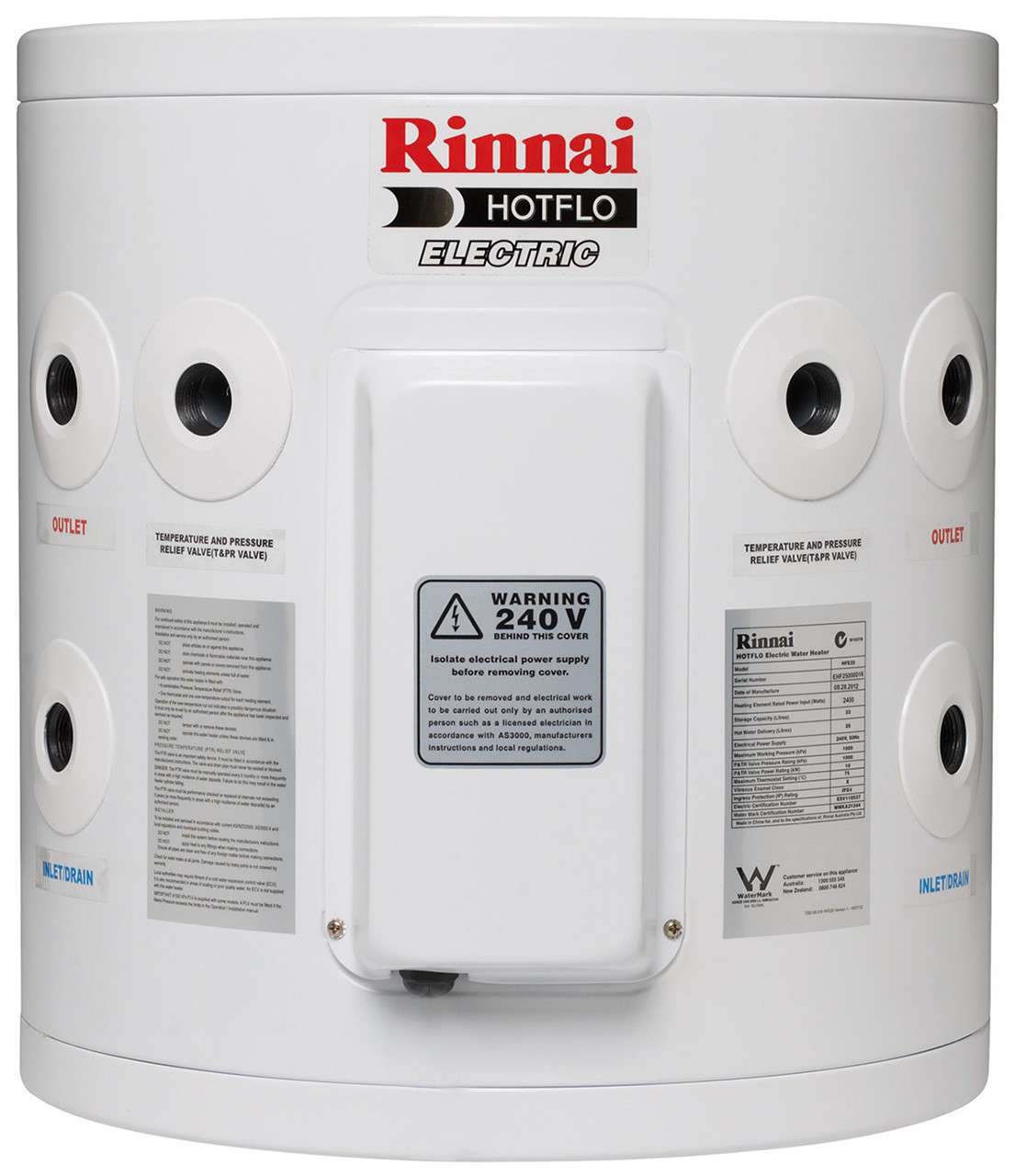 Rinnai Hot Flo 25L 3.6kW Hardwired Electric Hot Water Storage Tank EHF25S36