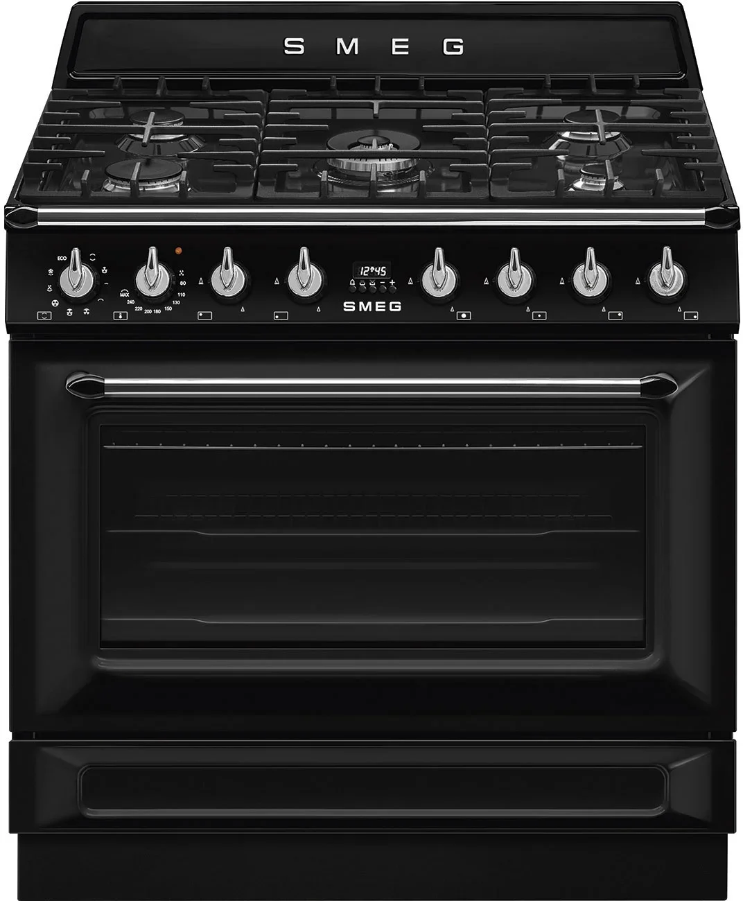 Smeg 90cm Victoria Freestanding Dual Fuel Oven/Stove Black TRA90GPBL