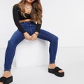 Noisy May Premium Callie high-waist skinny jeans in dark blue