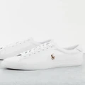 Polo Ralph Lauren longwood leather sneakers in white with multi pony logo