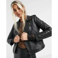 Muubaa cropped leather biker jacket in black