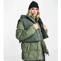 ASOS 4505 Tall oversized puffer jacket with removable vest-Green
