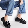 ASOS DESIGN Wide Fit Mulled chunky loafers in black