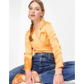 Vila wrap crop shirt in apricot-Orange