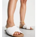 ASOS DESIGN Wide Fit Flock padded flat sandals in white
