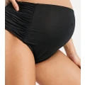 ASOS DESIGN Maternity mix and match gathered high waist bikini bottoms in black